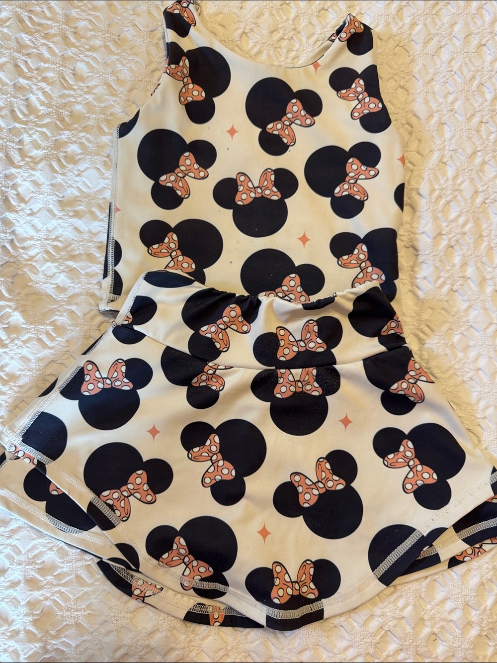 Girls Minnie Print Tank Top & Skort Set